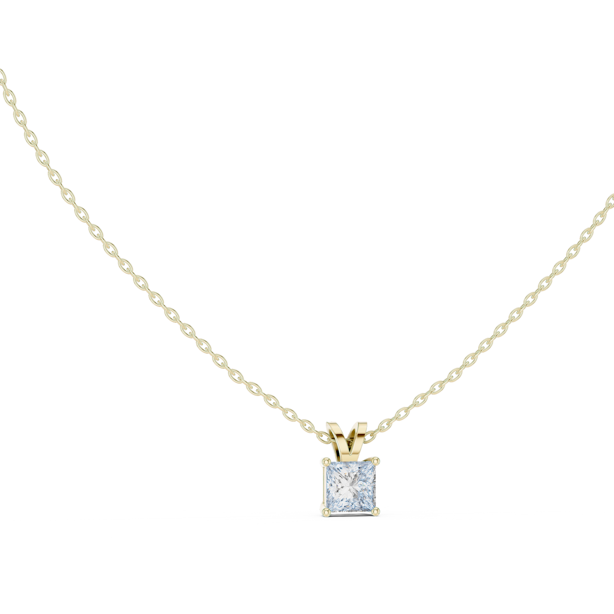 Seravelle Classic Princess Cut Four Prong Lab Grown Diamond Solitaire Pendant