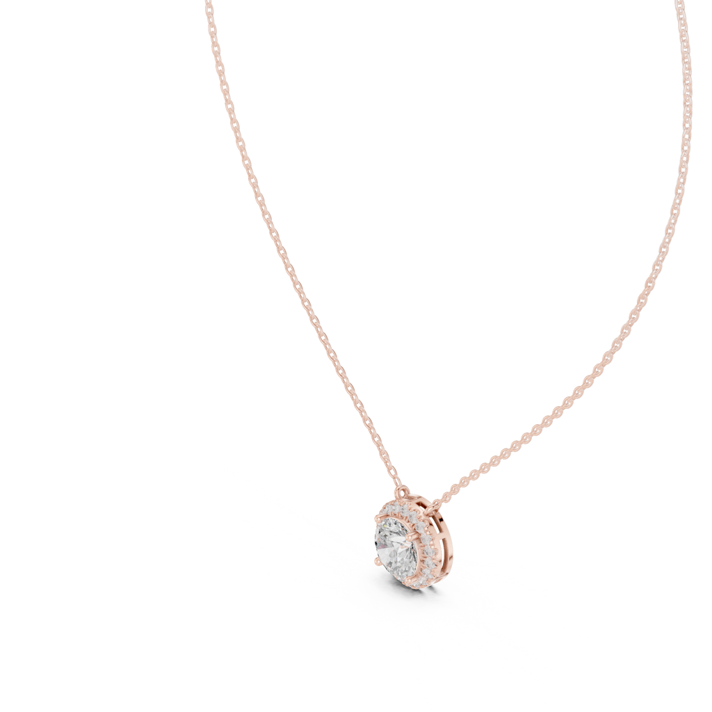 Halenne Floating Round Brilliant Halo Lab Grown Diamond Necklace