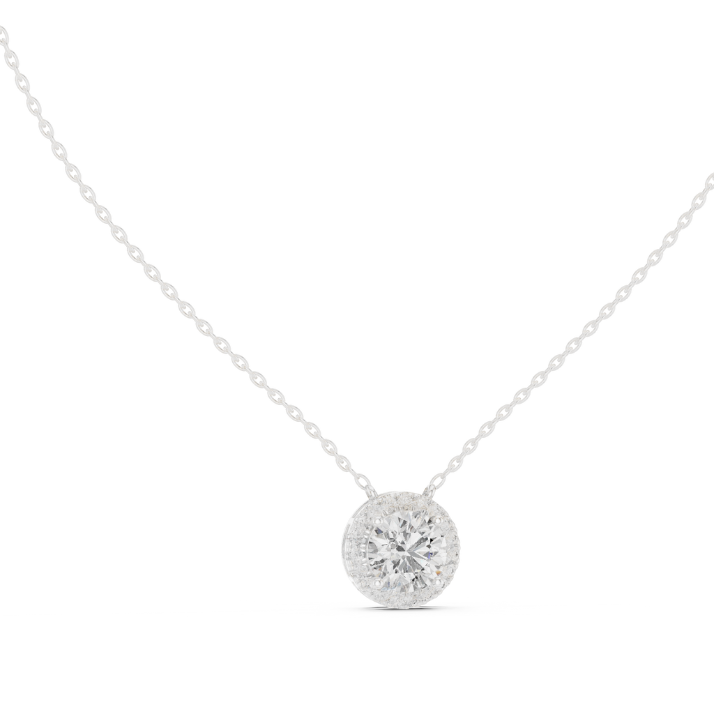 Halenne Floating Round Brilliant Halo Lab Grown Diamond Necklace
