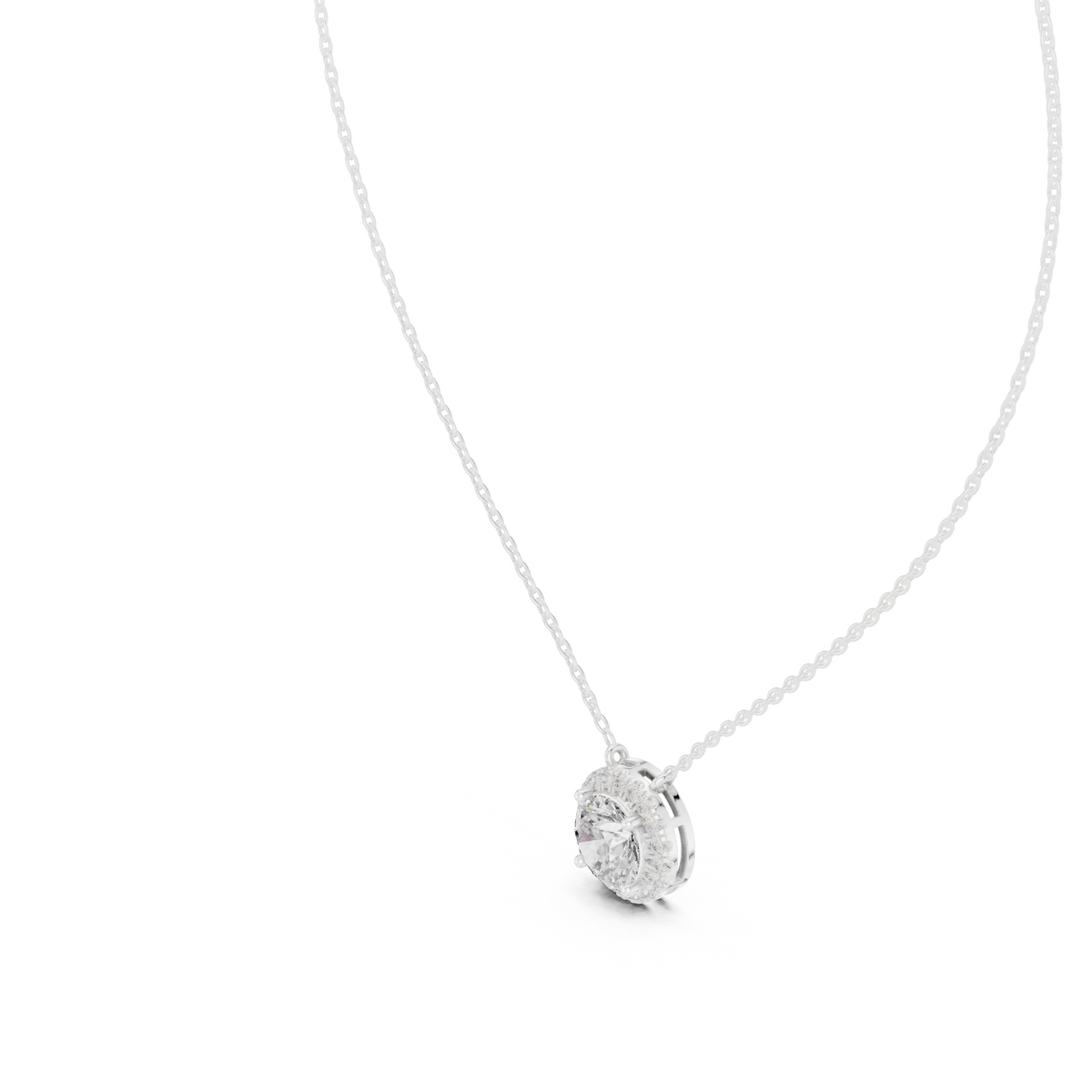 Halenne Floating Round Brilliant Halo Lab Grown Diamond Necklace