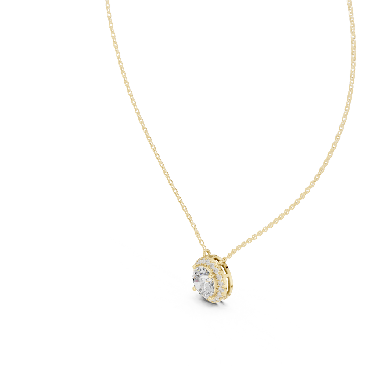 Halenne Floating Round Brilliant Halo Lab Grown Diamond Necklace