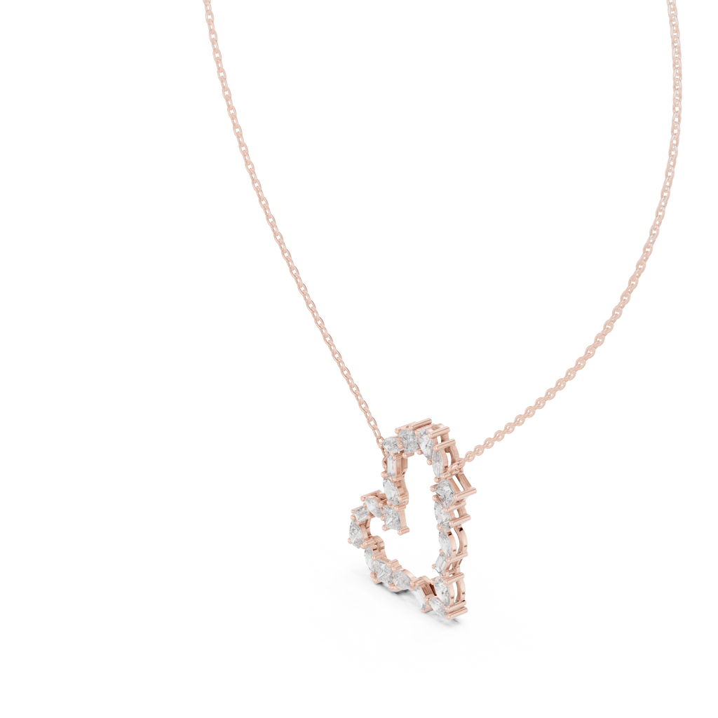 Amoraya Multi Shape Open Heart Lab Grown Diamond Pendant Necklace