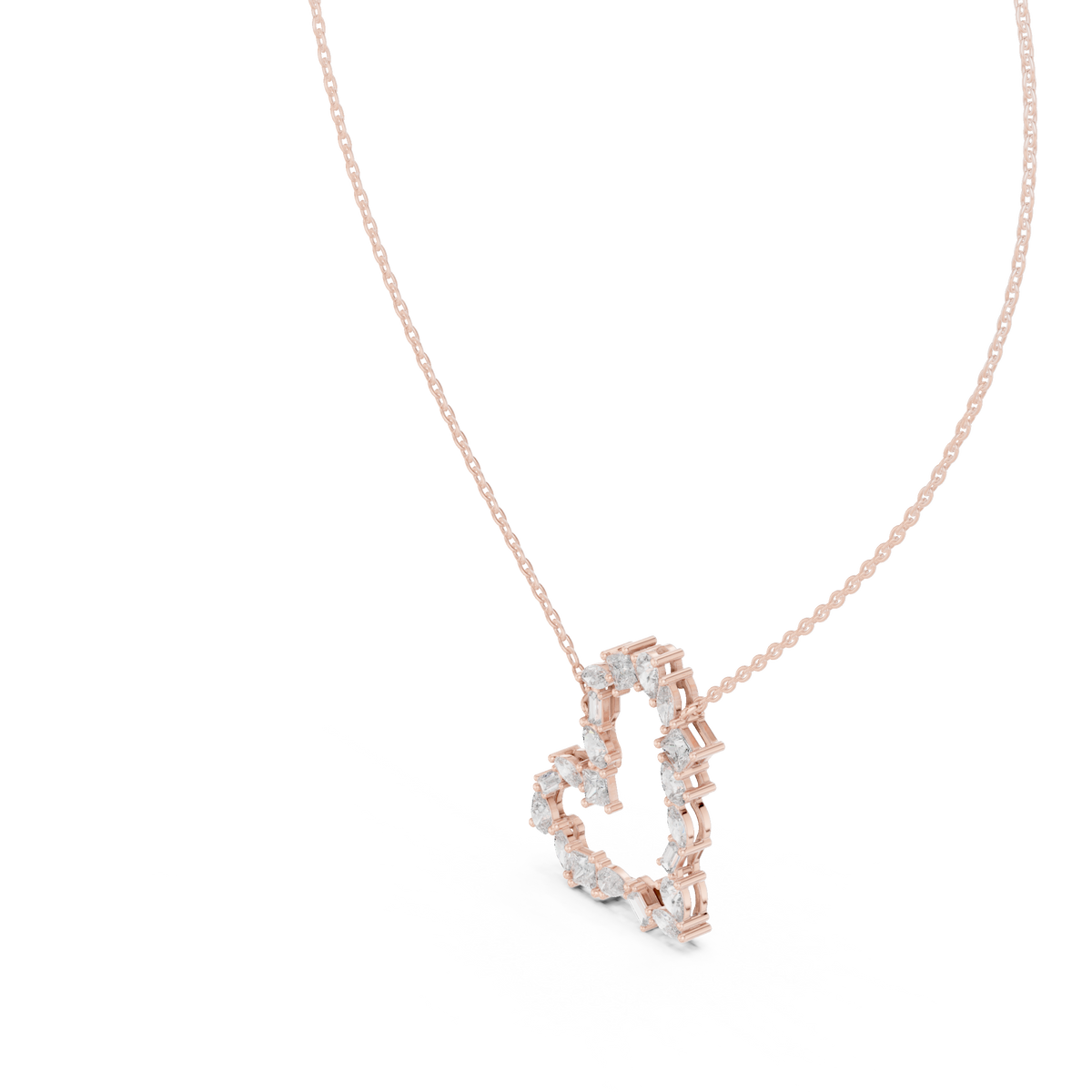 Amoraya Multi Shape Open Heart Lab Grown Diamond Pendant Necklace