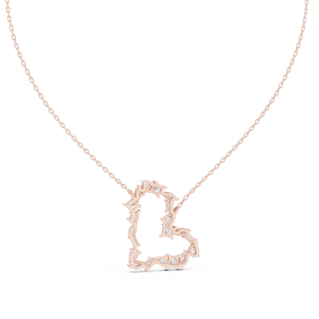 Amoraya Multi Shape Open Heart Lab Grown Diamond Pendant Necklace