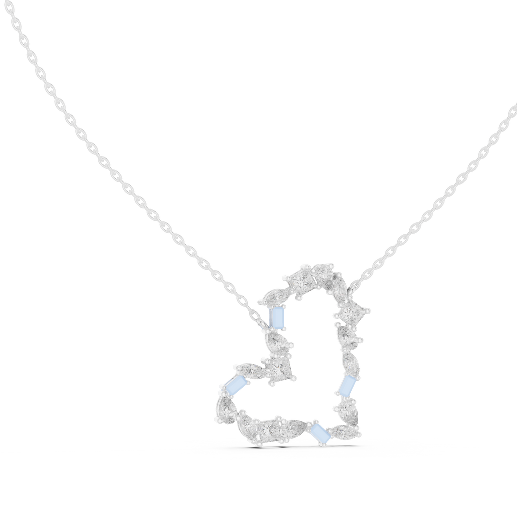 Amoraya Multi Shape Open Heart Lab Grown Diamond Pendant Necklace