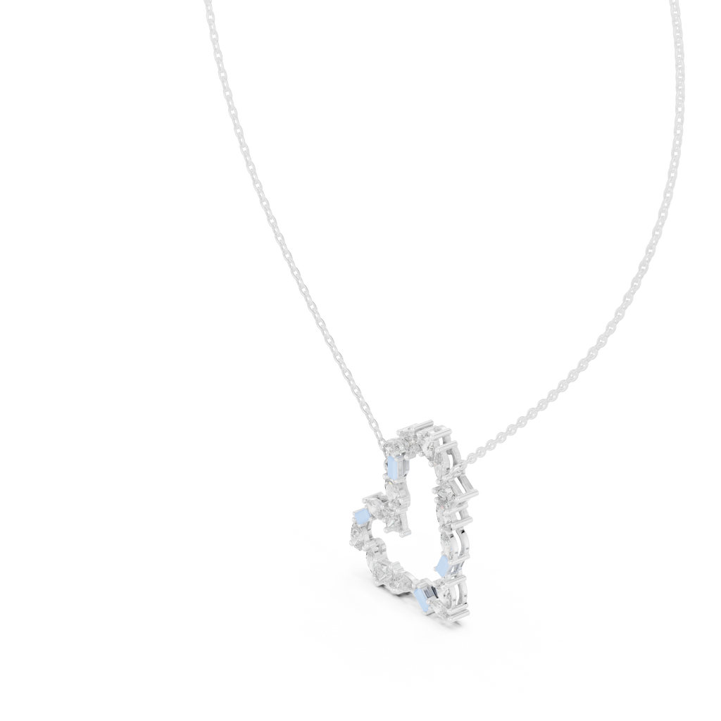 Amoraya Multi Shape Open Heart Lab Grown Diamond Pendant Necklace