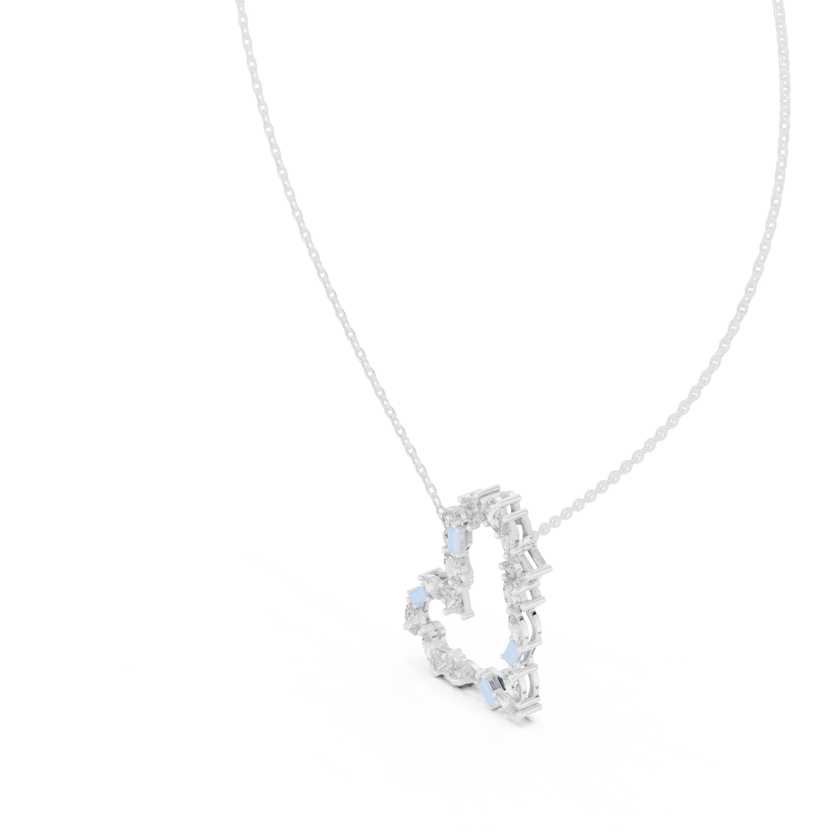 Amoraya Multi Shape Open Heart Lab Grown Diamond Pendant Necklace