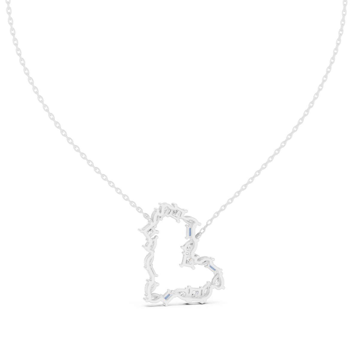 Amoraya Multi Shape Open Heart Lab Grown Diamond Pendant Necklace