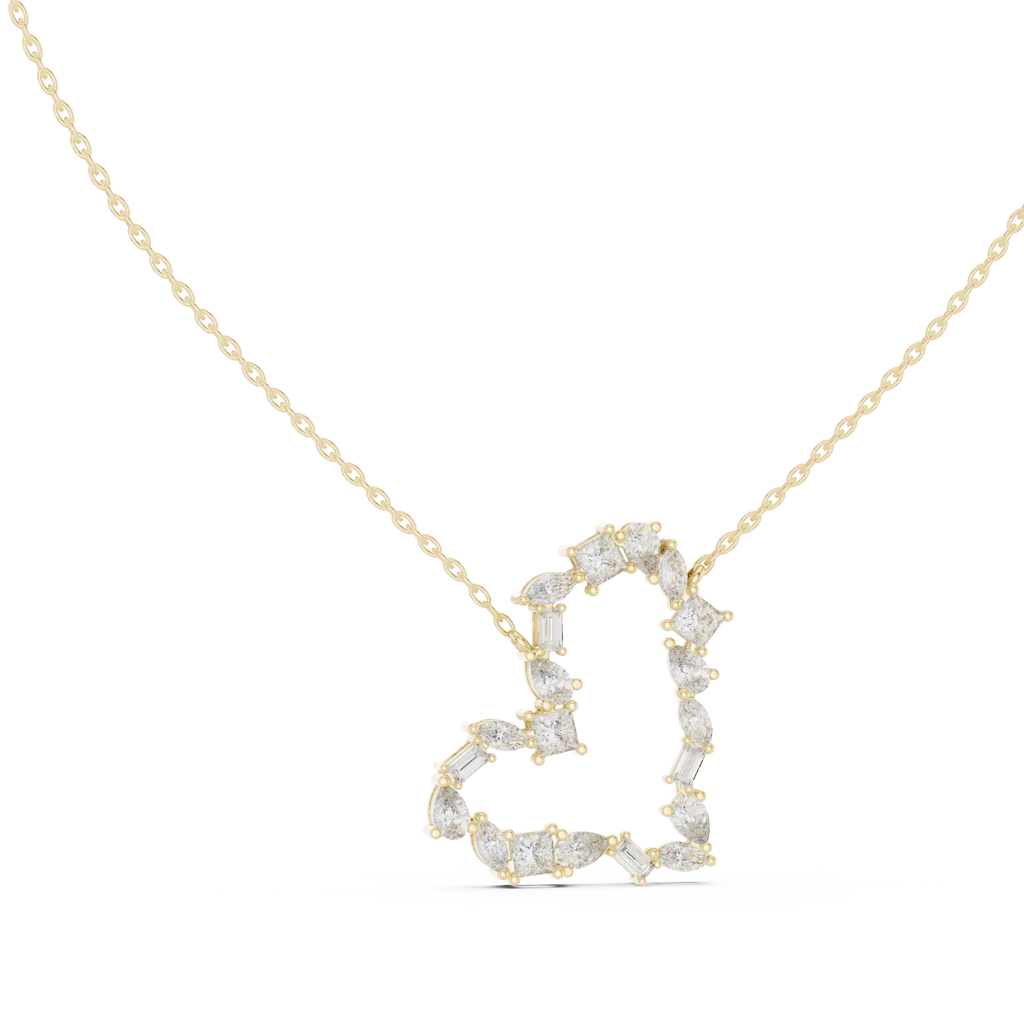 Amoraya Multi Shape Open Heart Lab Grown Diamond Pendant Necklace