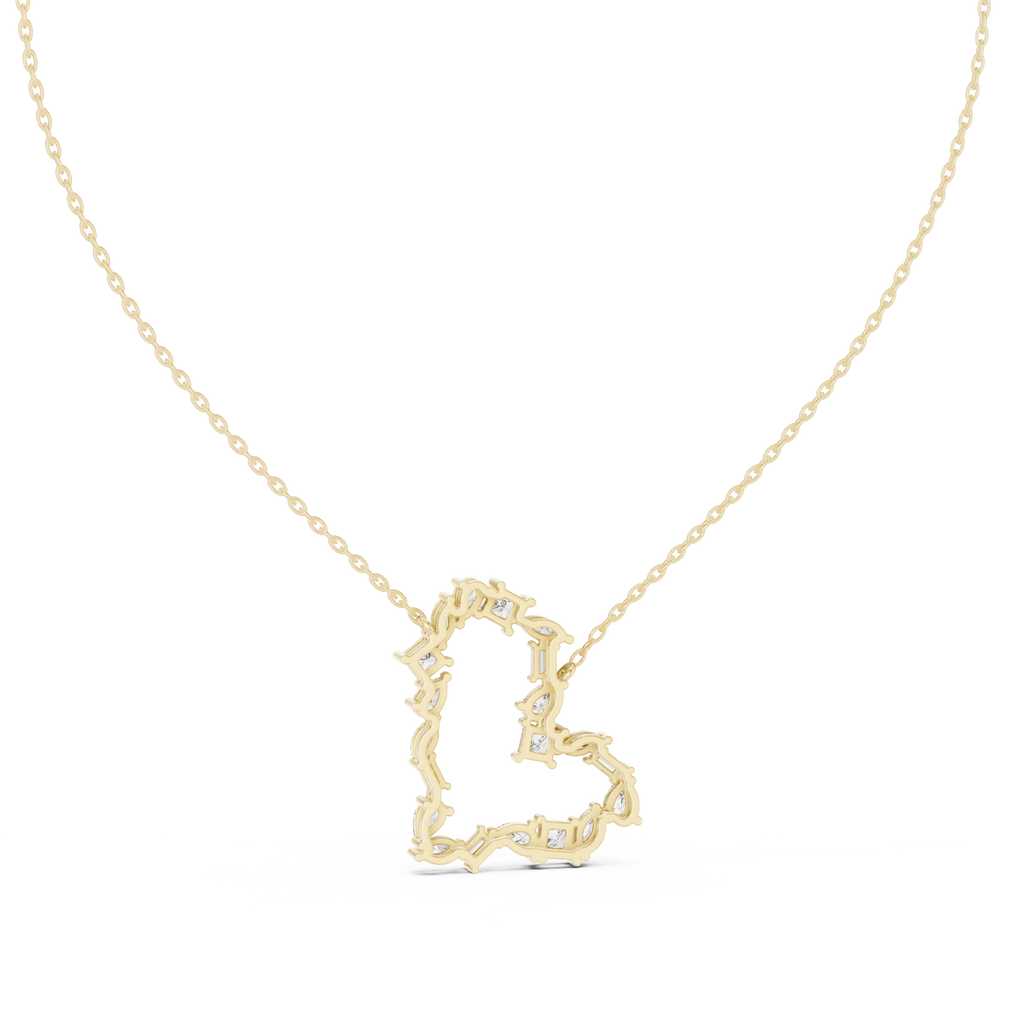 Amoraya Multi Shape Open Heart Lab Grown Diamond Pendant Necklace