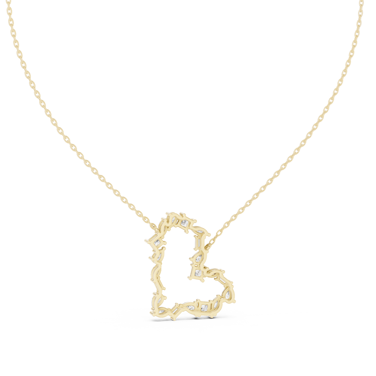 Amoraya Multi Shape Open Heart Lab Grown Diamond Pendant Necklace