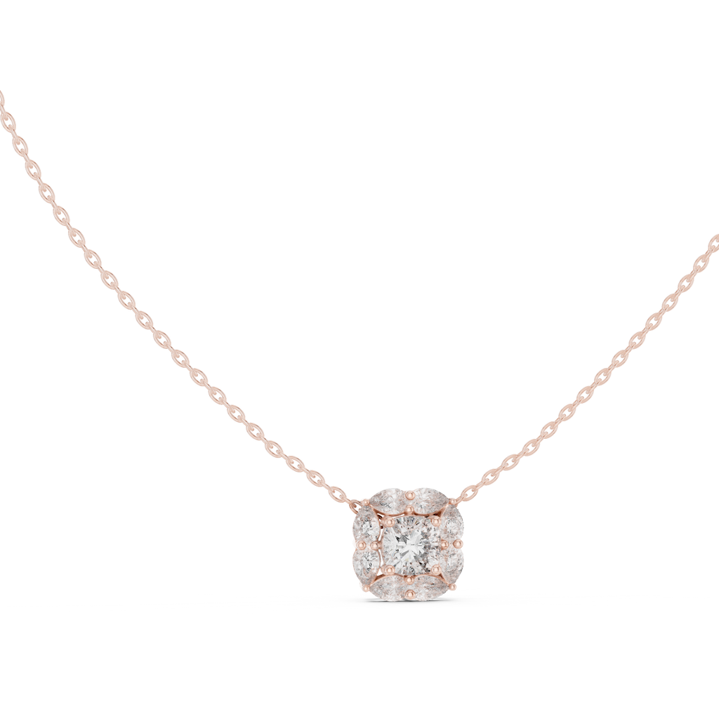 Lunessa Marquise Petal Halo Lab Grown Diamond Pendant Necklace