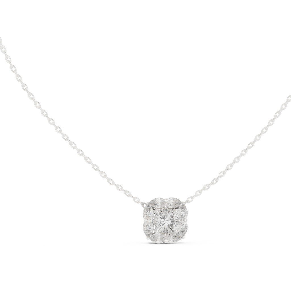 Lunessa Marquise Petal Halo Lab Grown Diamond Pendant Necklace