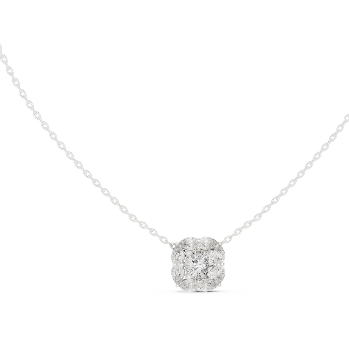 Lunessa Marquise Petal Halo Lab Grown Diamond Pendant Necklace