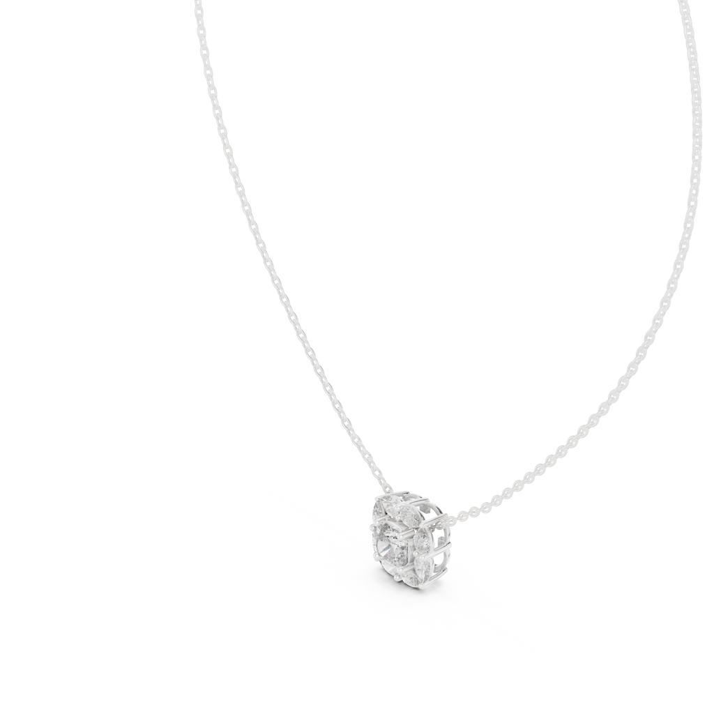 Lunessa Marquise Petal Halo Lab Grown Diamond Pendant Necklace