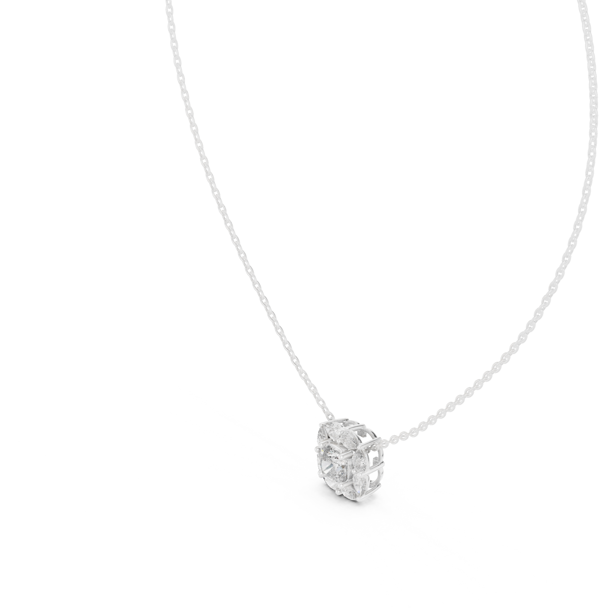 Lunessa Marquise Petal Halo Lab Grown Diamond Pendant Necklace