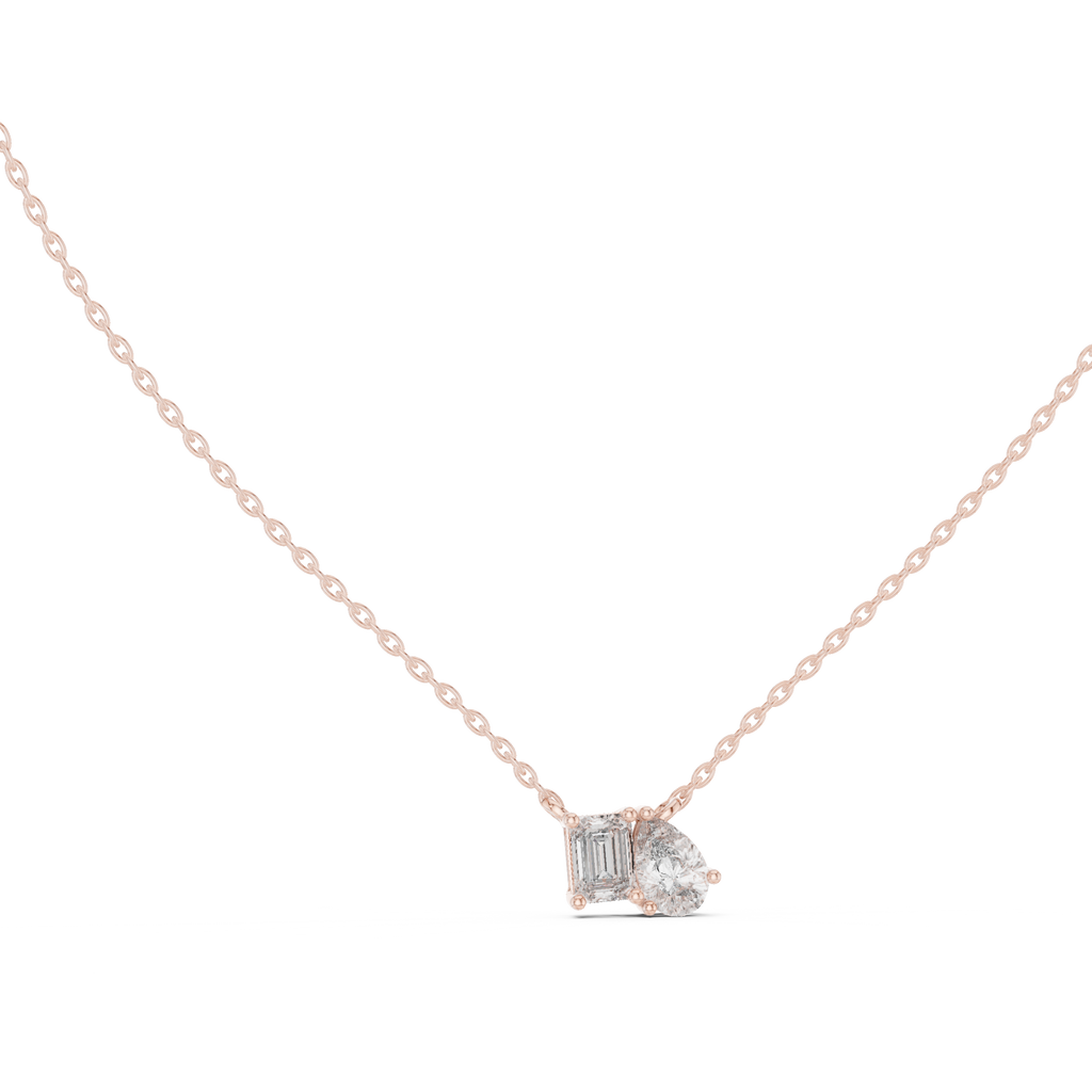 Nalyra Emerald Cut and Pear Cut Two Stone Lab Grown Diamond Necklace