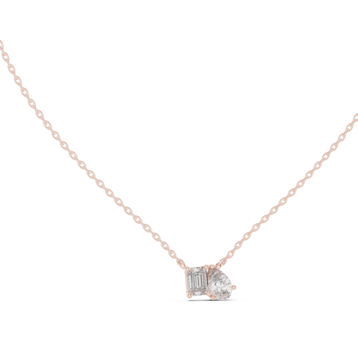 Nalyra Emerald Cut and Pear Cut Two Stone Lab Grown Diamond Necklace