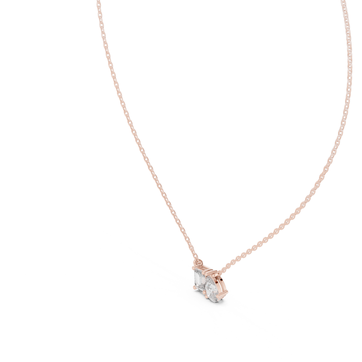 Nalyra Emerald Cut and Pear Cut Two Stone Lab Grown Diamond Necklace