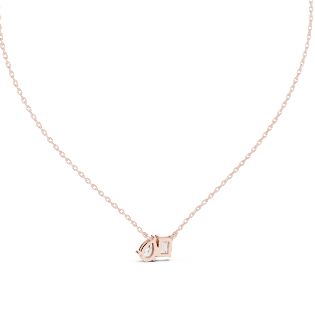 Nalyra Emerald Cut and Pear Cut Two Stone Lab Grown Diamond Necklace