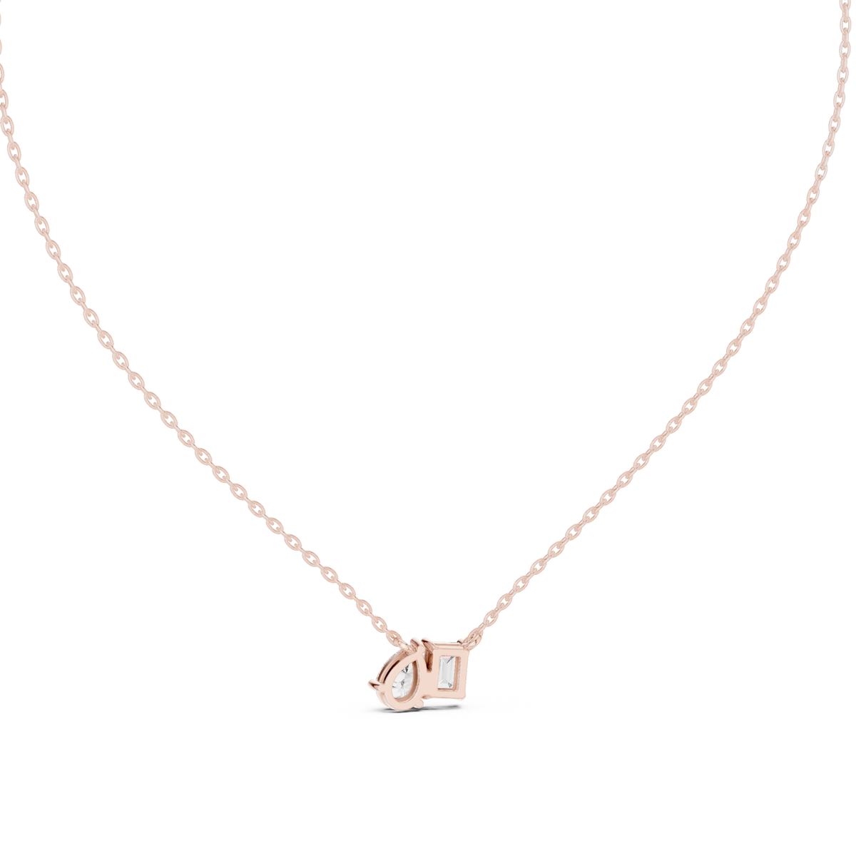 Nalyra Emerald Cut and Pear Cut Two Stone Lab Grown Diamond Necklace