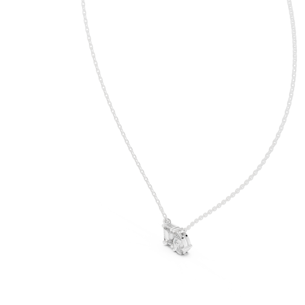 Nalyra Emerald Cut and Pear Cut Two Stone Lab Grown Diamond Necklace