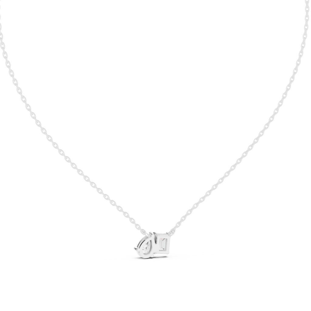 Nalyra Emerald Cut and Pear Cut Two Stone Lab Grown Diamond Necklace