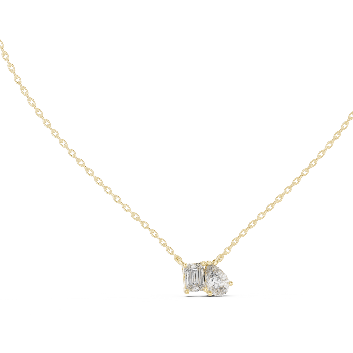 Nalyra Emerald Cut and Pear Cut Two Stone Lab Grown Diamond Necklace