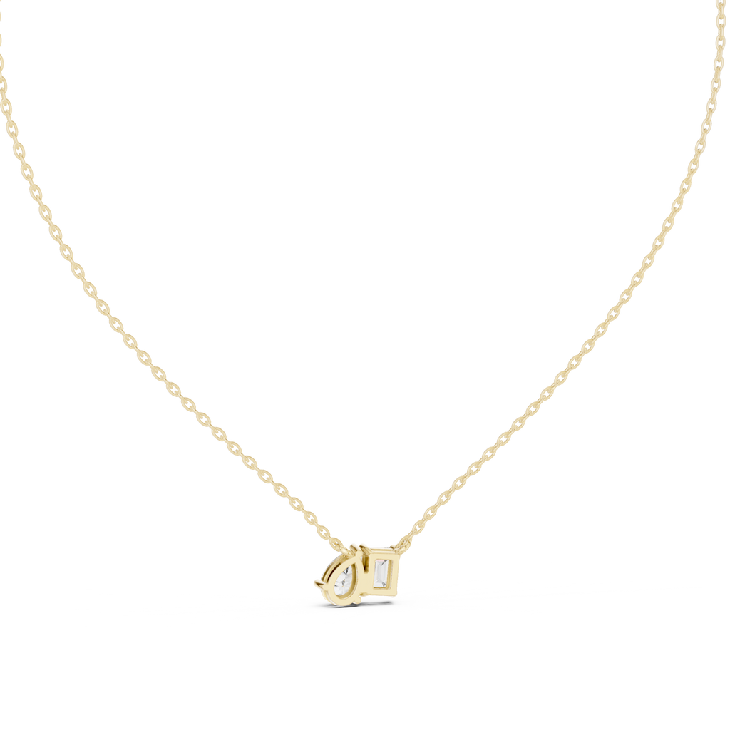 Nalyra Emerald Cut and Pear Cut Two Stone Lab Grown Diamond Necklace