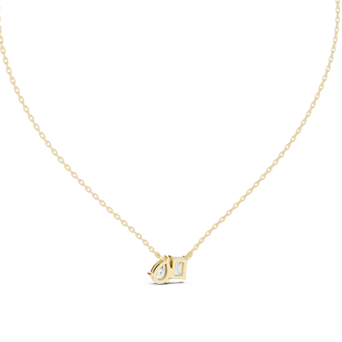 Nalyra Emerald Cut and Pear Cut Two Stone Lab Grown Diamond Necklace