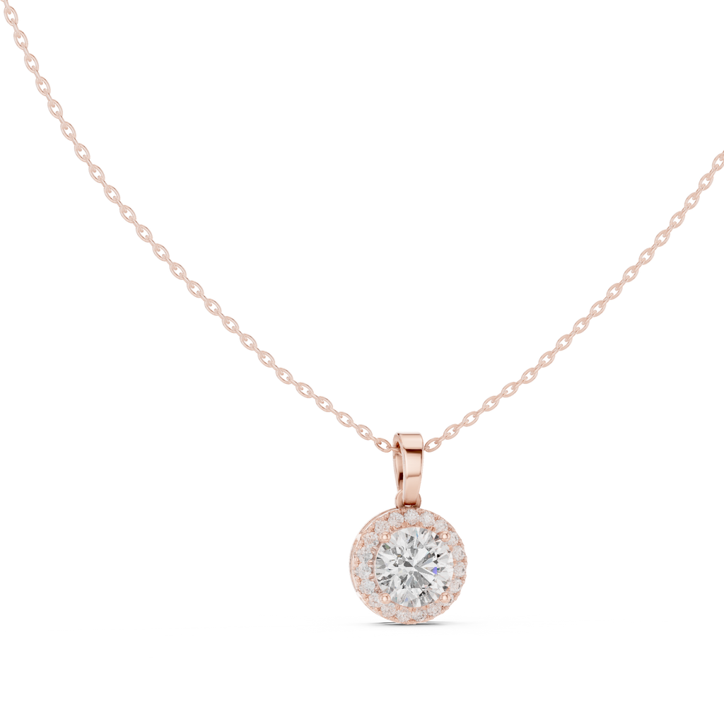 Mirenza Classic Round Brilliant Halo Lab Grown Diamond Pendant