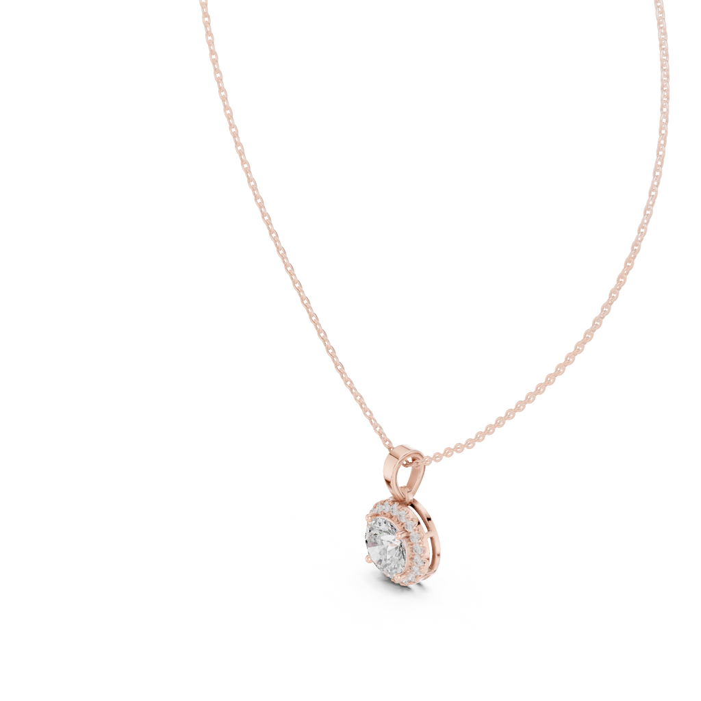 Mirenza Classic Round Brilliant Halo Lab Grown Diamond Pendant