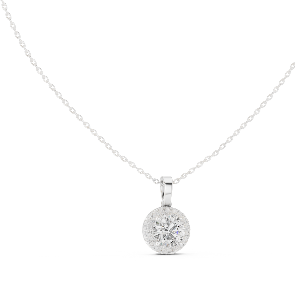 Mirenza Classic Round Brilliant Halo Lab Grown Diamond Pendant