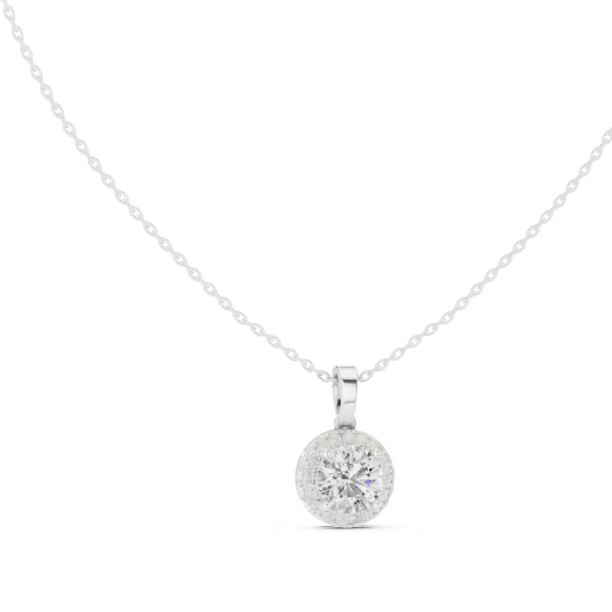 Mirenza Classic Round Brilliant Halo Lab Grown Diamond Pendant