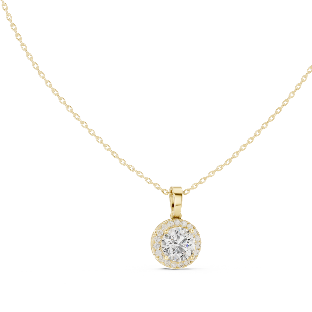 Mirenza Classic Round Brilliant Halo Lab Grown Diamond Pendant