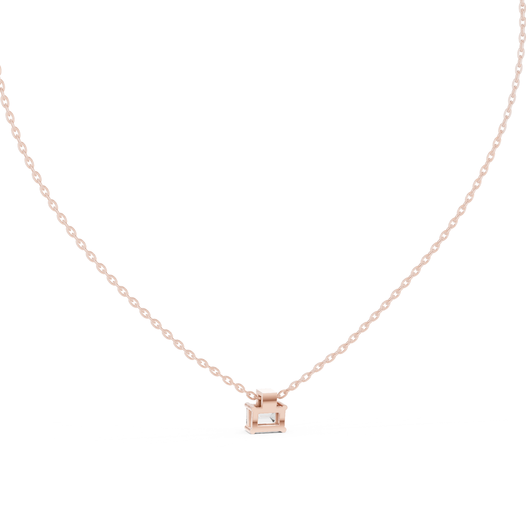 Quadrelle East-West Emerald Cut Lab Grown Diamond Solitaire Pendant