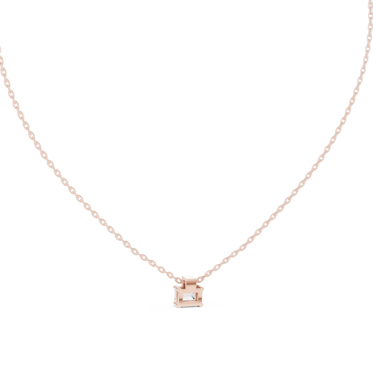 Quadrelle East-West Emerald Cut Lab Grown Diamond Solitaire Pendant