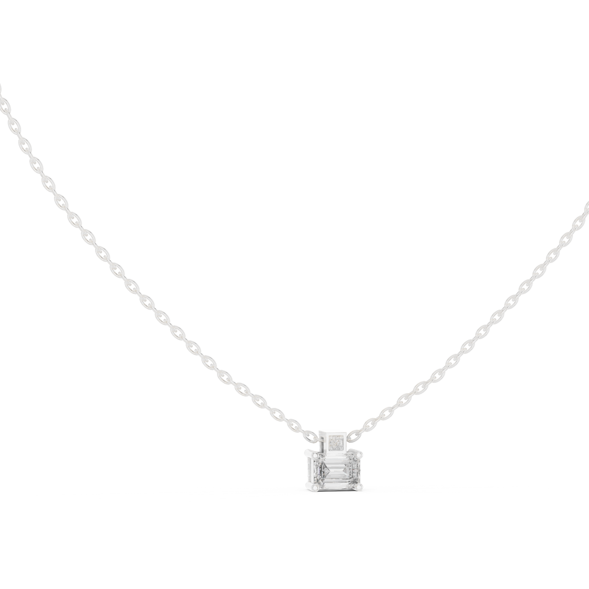 Quadrelle East-West Emerald Cut Lab Grown Diamond Solitaire Pendant