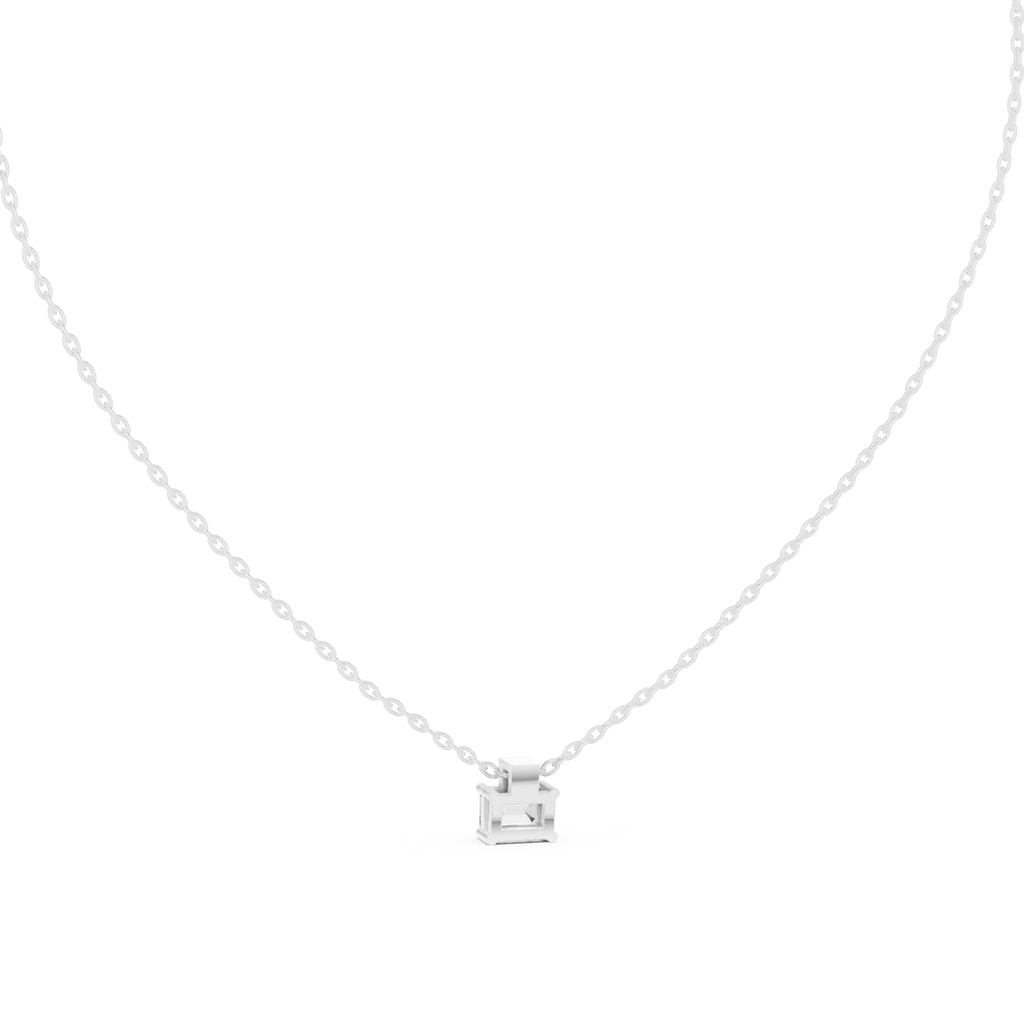 Quadrelle East-West Emerald Cut Lab Grown Diamond Solitaire Pendant