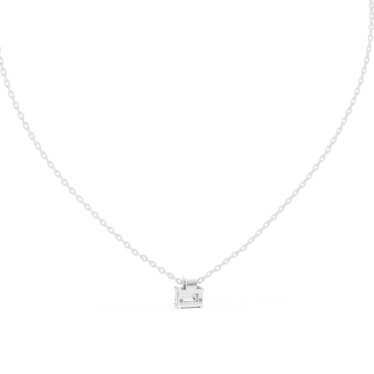 Quadrelle East-West Emerald Cut Lab Grown Diamond Solitaire Pendant