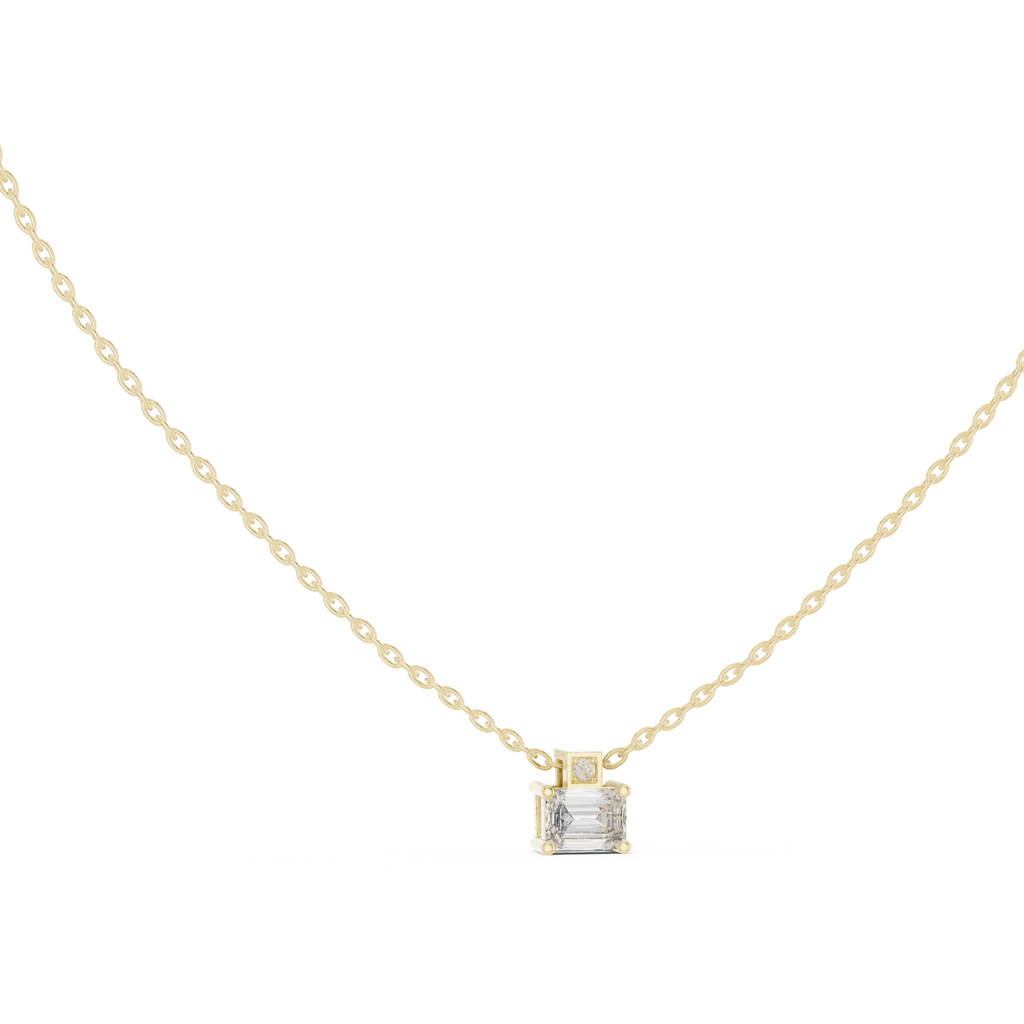 Quadrelle East-West Emerald Cut Lab Grown Diamond Solitaire Pendant