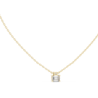 Quadrelle East-West Emerald Cut Lab Grown Diamond Solitaire Pendant