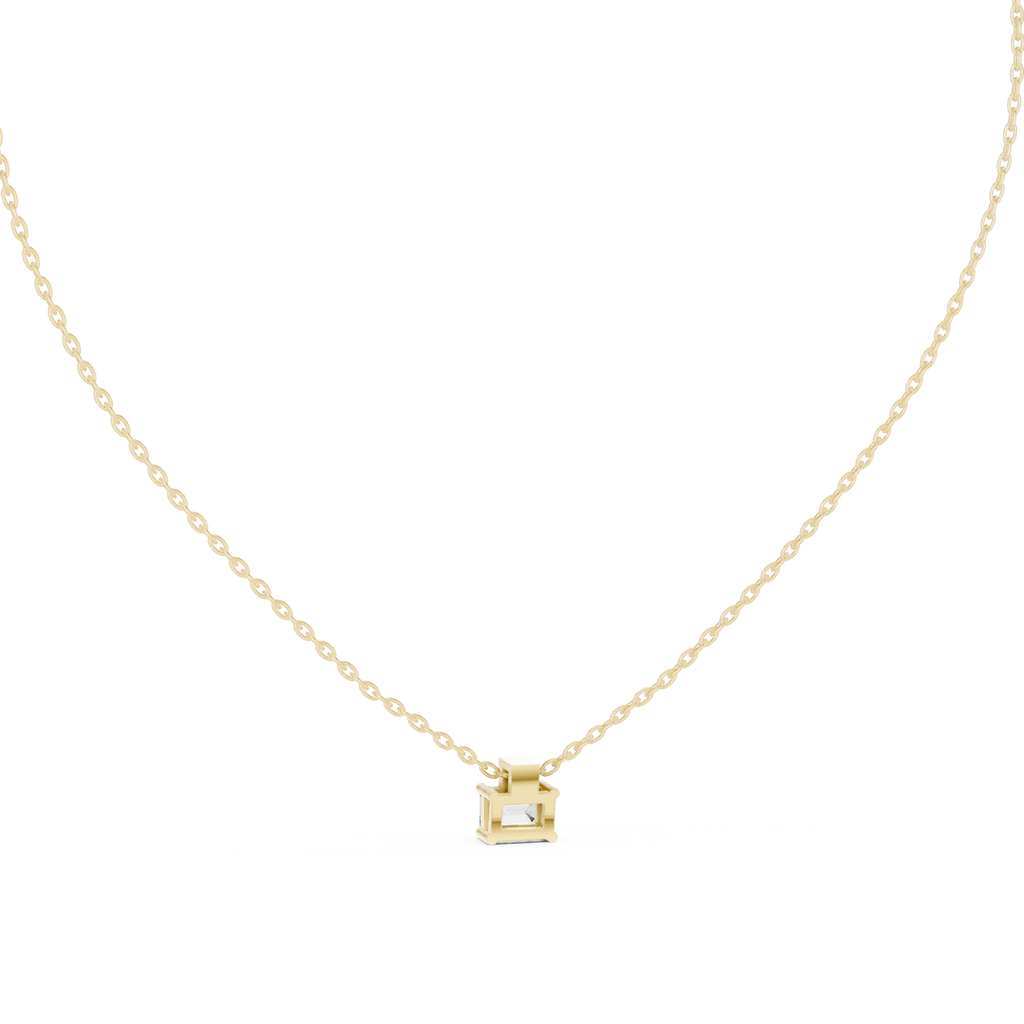 Quadrelle East-West Emerald Cut Lab Grown Diamond Solitaire Pendant