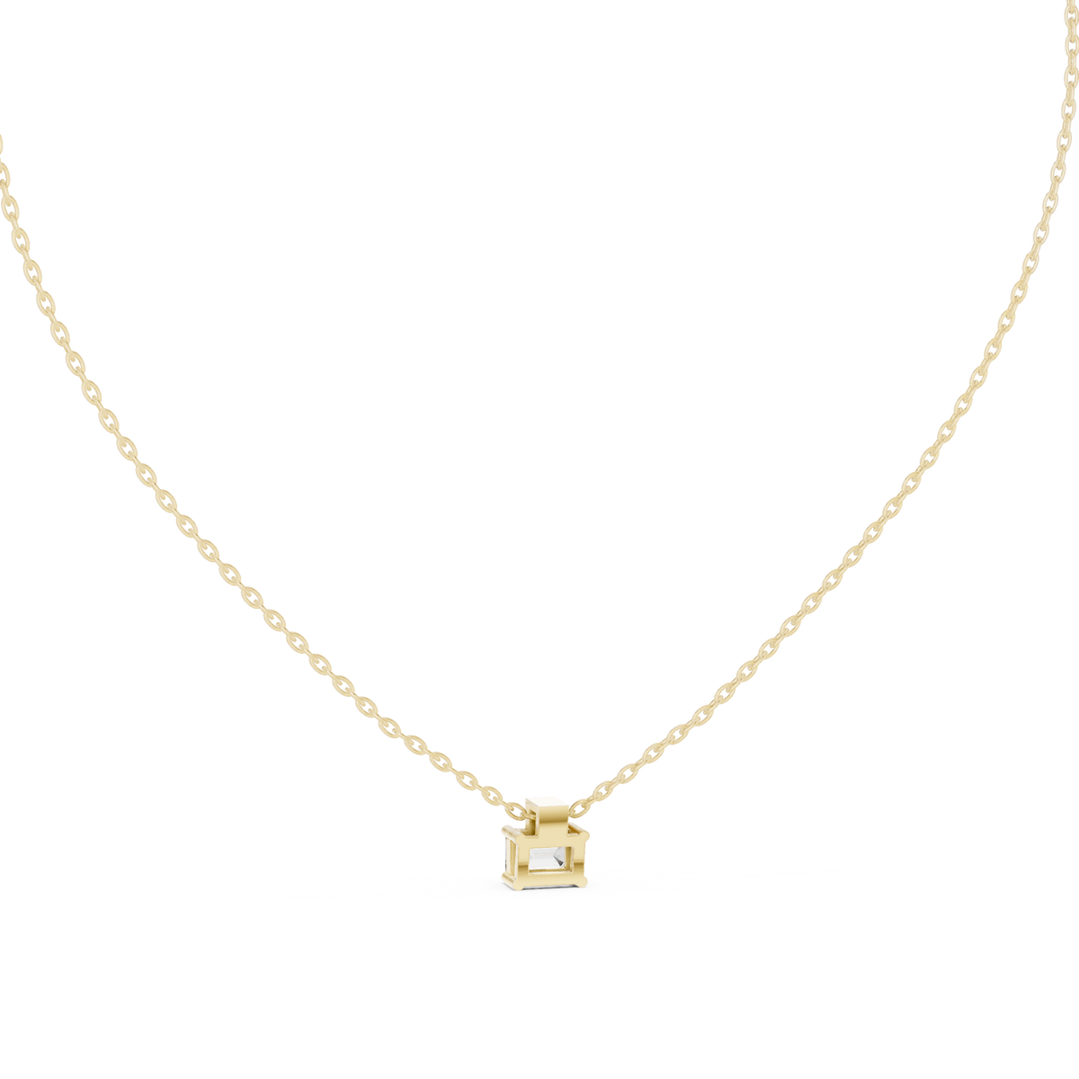 Quadrelle East-West Emerald Cut Lab Grown Diamond Solitaire Pendant