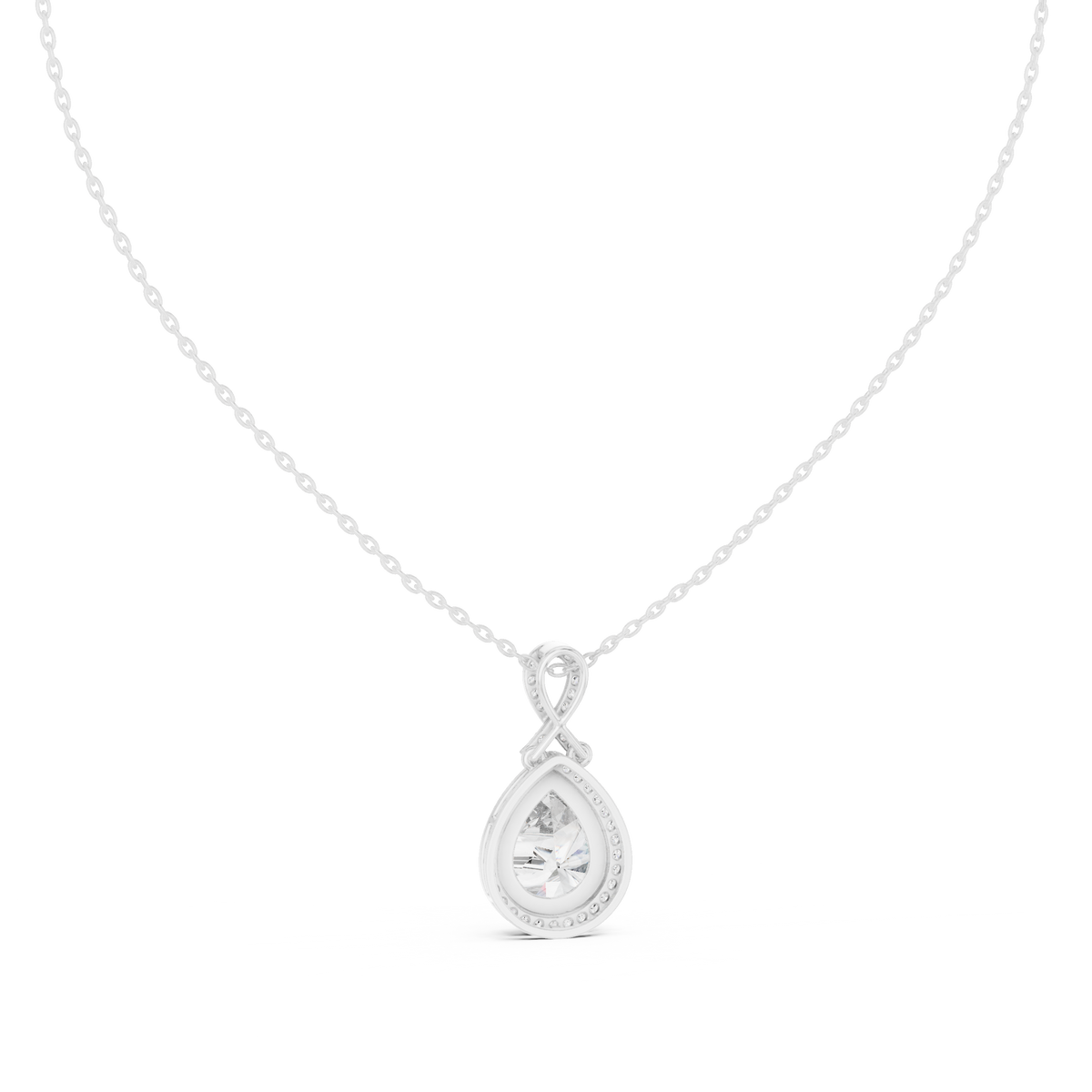 Vesperra Pear Halo Lab Grown Diamond Pendant with Twisted Bail