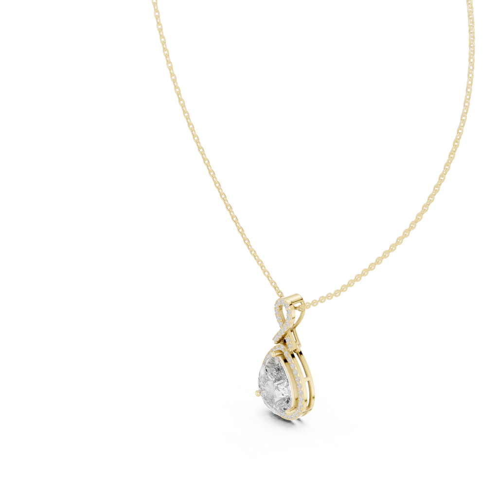 Vesperra Pear Halo Lab Grown Diamond Pendant with Twisted Bail