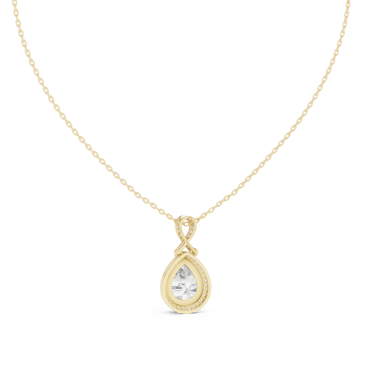 Vesperra Pear Halo Lab Grown Diamond Pendant with Twisted Bail