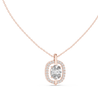 Oravelle Oval Solitaire Cushion Halo Lab Grown Diamond Pendant Necklace