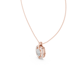 Oravelle Oval Solitaire Cushion Halo Lab Grown Diamond Pendant Necklace