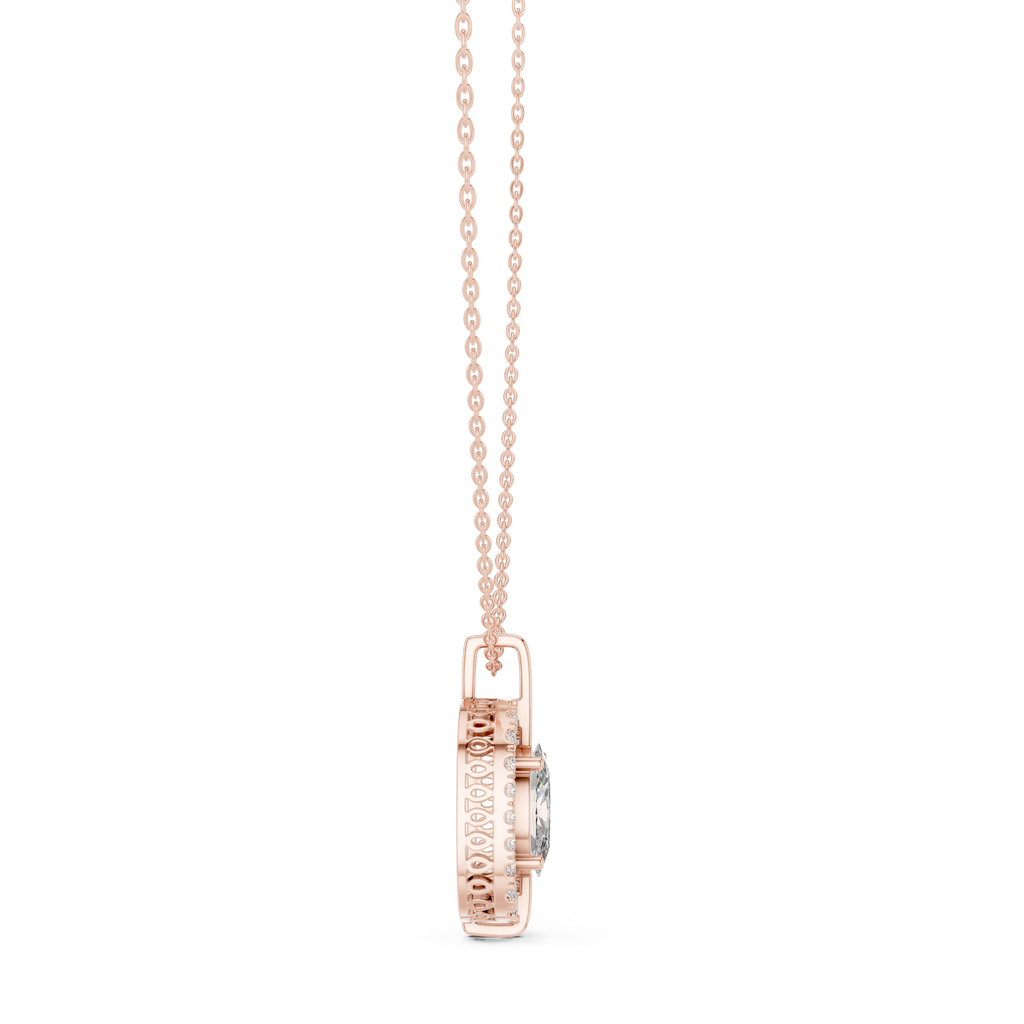 Oravelle Oval Solitaire Cushion Halo Lab Grown Diamond Pendant Necklace